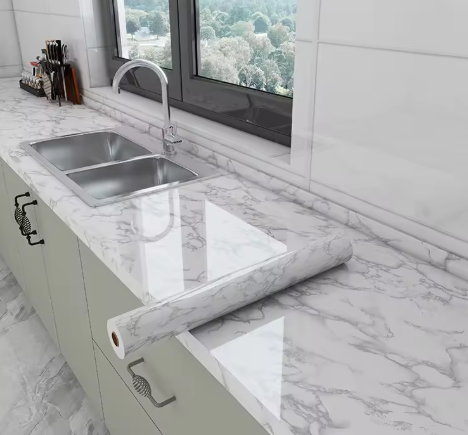 Mutfak Tezgahı Kaplama / Düz Desenli / Fayans Kaplama / Yapışkanlı