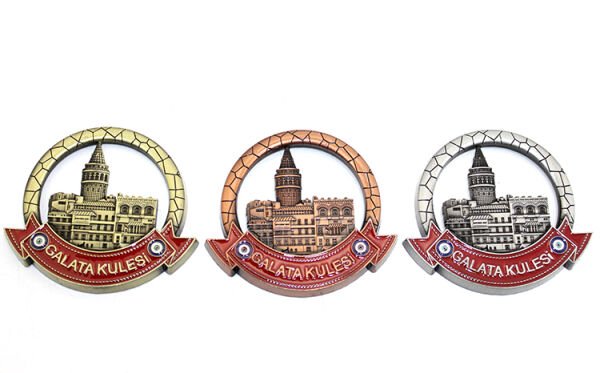 İstanbul Temalı Metal Magnet Galata Kulesi Yuvarlak Tasarım