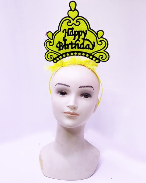 Happy Birthday Neon Sarı Taç