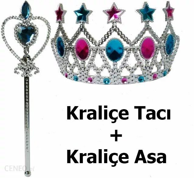 Renkli Yıldız İşlemeli Kraliçe Tacı  ve Asası