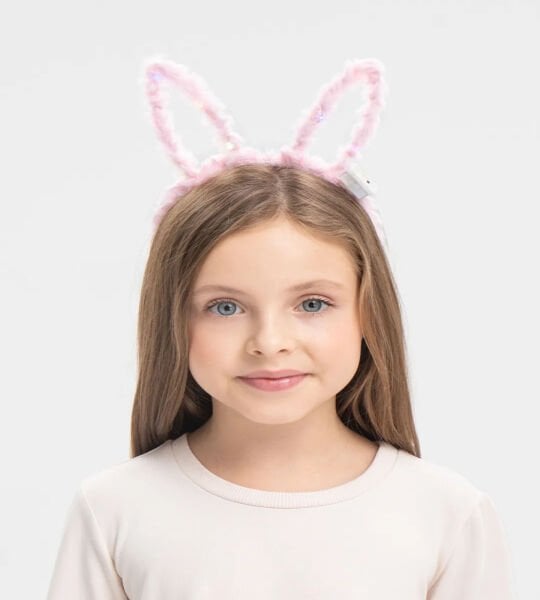 Led Işıklı Peluş Tavşan Kulak Taç Pembe