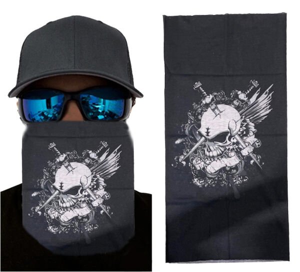 Siyah Beyaz Kafatası Baskılı Buff Bandana 25x48 cm